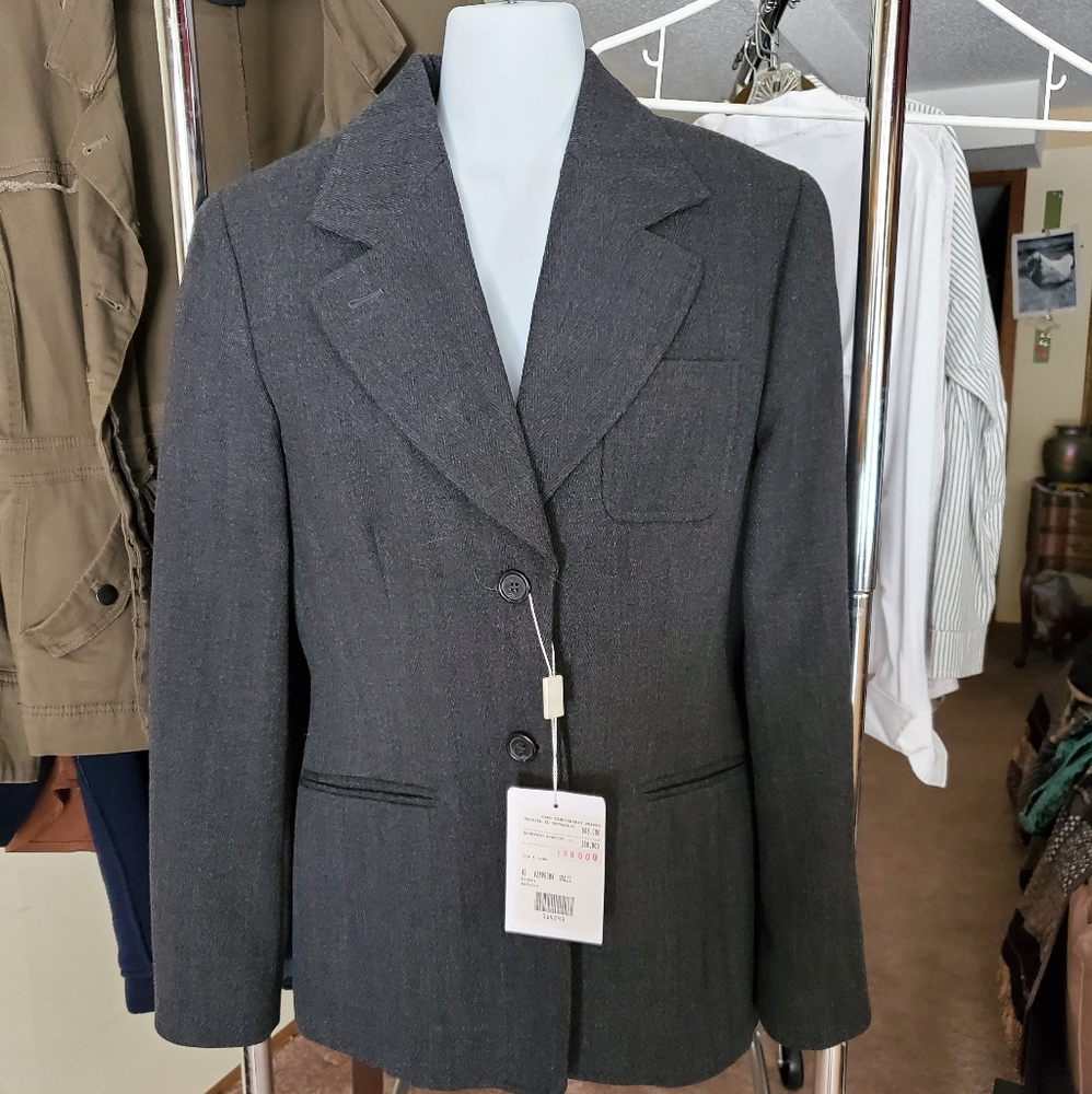 Vtg ILIA Italy grey wool pinstripe blazer NWT sz10